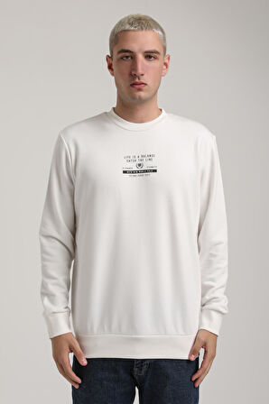 Bisiklet Yaka Ekru Slim Fit Sweatshirt 24FWM60185