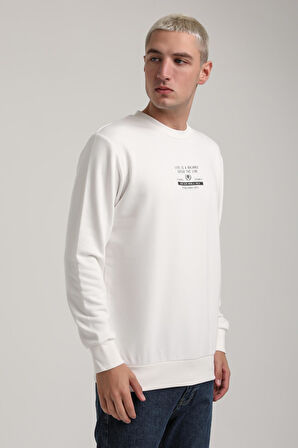 Bisiklet Yaka Ekru Slim Fit Sweatshirt 24FWM60185