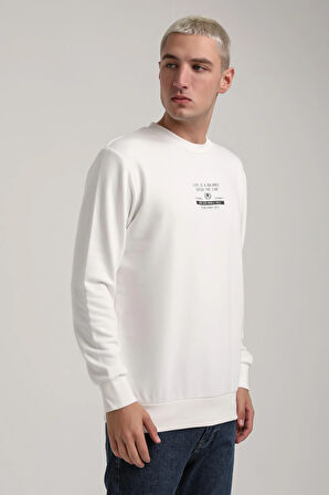 Bisiklet Yaka Ekru Slim Fit Sweatshirt 24FWM60185
