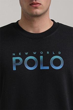 Bisiklet Yaka Lacivert Slim Fit Sweatshirt 24FWM60186