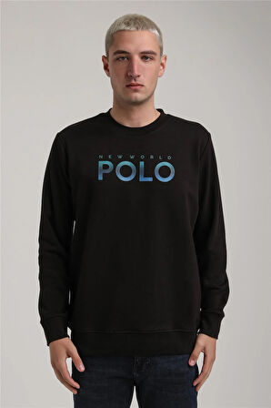 Bisiklet Yaka Siyah Slim Fit Sweatshirt 24FWM60186