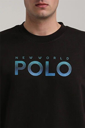 Bisiklet Yaka Siyah Slim Fit Sweatshirt 24FWM60186