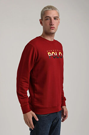 Bisiklet Yaka Bordo Slim Fit Sweatshirt 24FWM60186