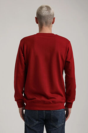 Bisiklet Yaka Bordo Slim Fit Sweatshirt 24FWM60186