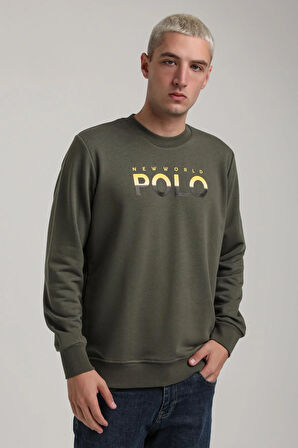 Bisiklet Yaka Haki Slim Fit Sweatshirt 24FWM60186