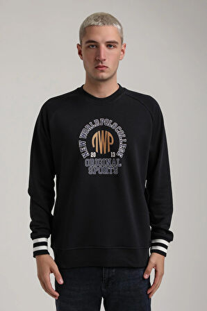 Bisiklet Yaka Lacivert Slim Fit Sweatshirt 24FWM60187