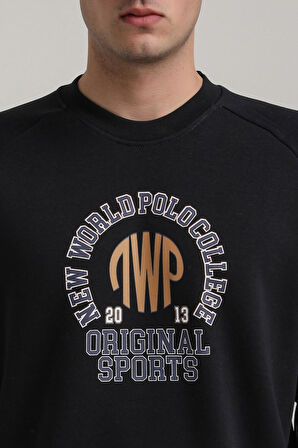 Bisiklet Yaka Lacivert Slim Fit Sweatshirt 24FWM60187