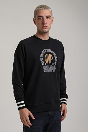 Bisiklet Yaka Lacivert Slim Fit Sweatshirt 24FWM60187