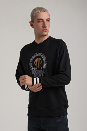 Bisiklet Yaka Lacivert Slim Fit Sweatshirt 24FWM60187