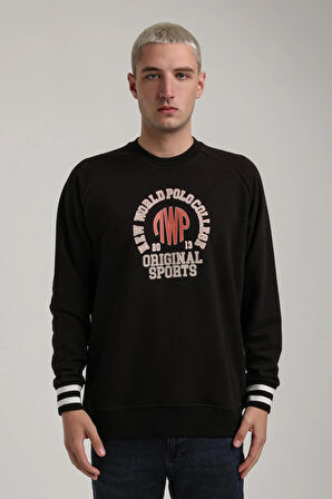 Bisiklet Yaka Siyah Slim Fit Sweatshirt 24FWM60187