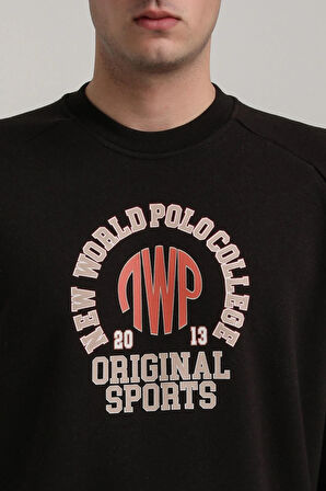 Bisiklet Yaka Siyah Slim Fit Sweatshirt 24FWM60187