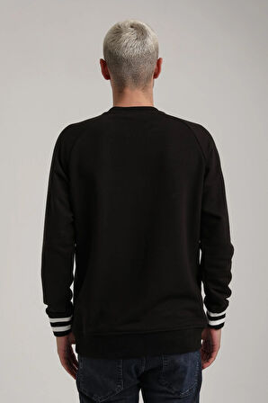 Bisiklet Yaka Siyah Slim Fit Sweatshirt 24FWM60187