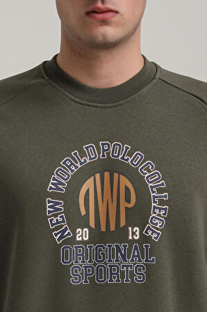 Bisiklet Yaka Haki Slim Fit Sweatshirt 24FWM60187