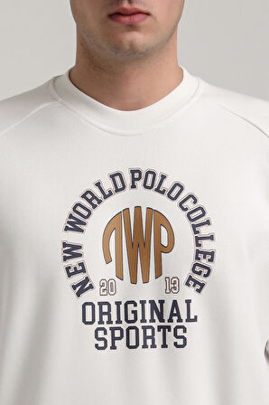 Bisiklet Yaka Ekru Slim Fit Sweatshirt 24FWM60187