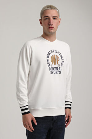 Bisiklet Yaka Ekru Slim Fit Sweatshirt 24FWM60187