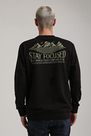 Bisiklet Yaka Siyah Slim Fit Sweatshirt 24FWM60188