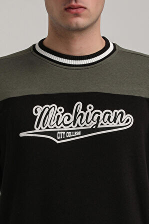 Bisiklet Yaka Siyah Slim Fit Sweatshirt 24FWM60192