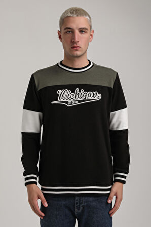 Bisiklet Yaka Siyah Slim Fit Sweatshirt 24FWM60192