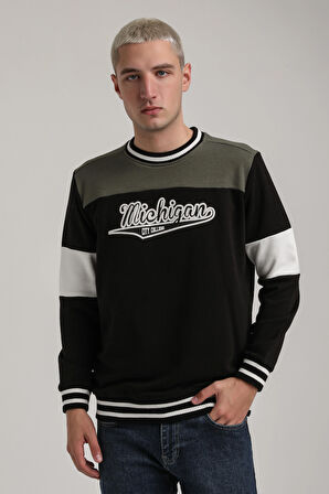 Bisiklet Yaka Siyah Slim Fit Sweatshirt 24FWM60192