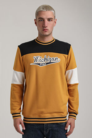 Bisiklet Yaka Hardal Slim Fit Sweatshirt 24FWM60192