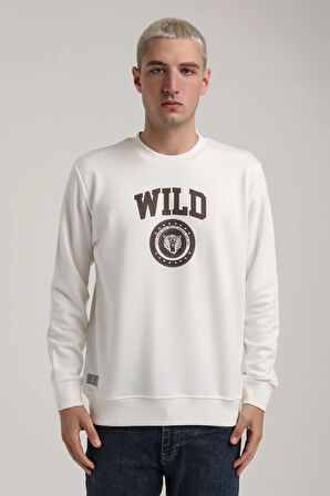 Bisiklet Yaka Ekru Slim Fit Sweatshirt 24FWM60194