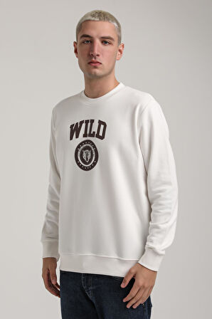 Bisiklet Yaka Ekru Slim Fit Sweatshirt 24FWM60194