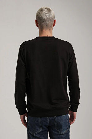 Bisiklet Yaka Siyah Slim Fit Sweatshirt 24FWM60195