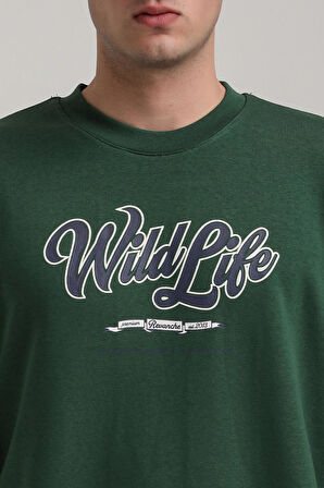 Bisiklet Yaka Yeşil Slim Fit Sweatshirt 24FWM60195