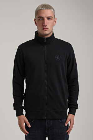Dik Yaka Lacivert Slim Fit Sweatshirt 24FWM60196