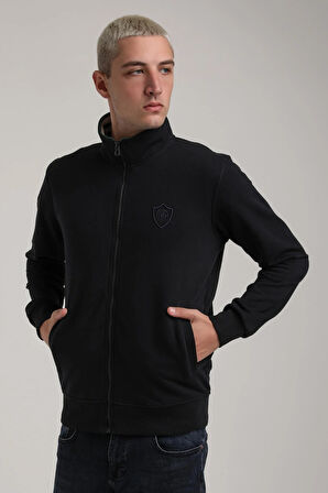 Dik Yaka Lacivert Slim Fit Sweatshirt 24FWM60196