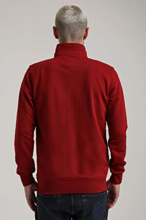 Dik Yaka Bordo Slim Fit Sweatshirt 24FWM60196