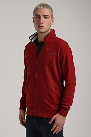Dik Yaka Bordo Slim Fit Sweatshirt 24FWM60196