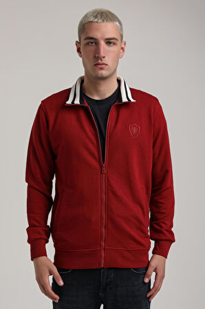Dik Yaka Bordo Slim Fit Sweatshirt 24FWM60196
