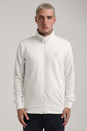 Dik Yaka Ekru Slim Fit Sweatshirt 24FWM60196