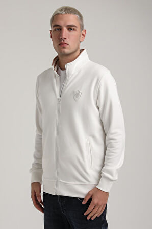 Dik Yaka Ekru Slim Fit Sweatshirt 24FWM60196