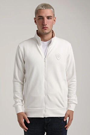 Dik Yaka Ekru Slim Fit Sweatshirt 24FWM60196