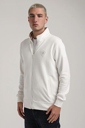 Dik Yaka Ekru Slim Fit Sweatshirt 24FWM60196