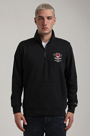 Dik Yaka Lacivert Slim Fit Sweatshirt 24FWM60198