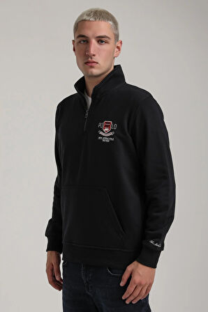 Dik Yaka Lacivert Slim Fit Sweatshirt 24FWM60198