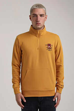 Dik Yaka Hardal Slim Fit Sweatshirt 24FWM60198