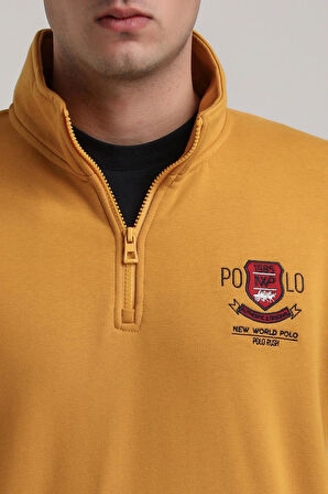 Dik Yaka Hardal Slim Fit Sweatshirt 24FWM60198