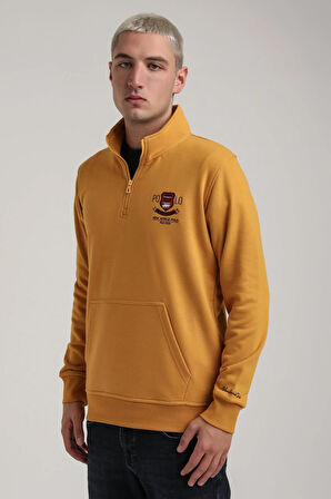 Dik Yaka Hardal Slim Fit Sweatshirt 24FWM60198