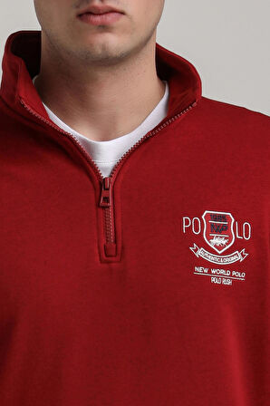 Dik Yaka Bordo Slim Fit Sweatshirt 24FWM60198