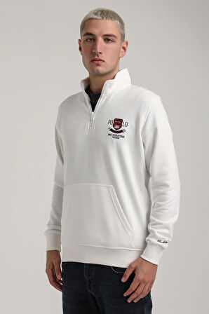 Dik Yaka Ekru Slim Fit Sweatshirt 24FWM60198