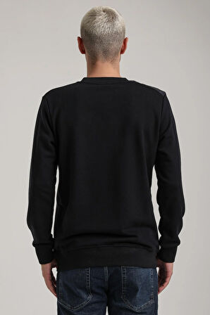 Bisiklet Yaka Lacivert Slim Fit Sweatshirt 24FWM60199