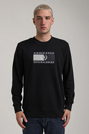 Bisiklet Yaka Lacivert Slim Fit Sweatshirt 24FWM60199