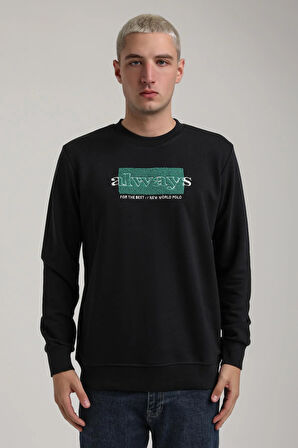 Bisiklet Yaka Lacivert Slim Fit Sweatshirt 24FWM60201