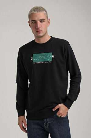 Bisiklet Yaka Lacivert Slim Fit Sweatshirt 24FWM60201