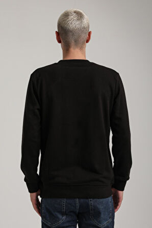 Bisiklet Yaka Siyah Slim Fit Sweatshirt 24FWM60201