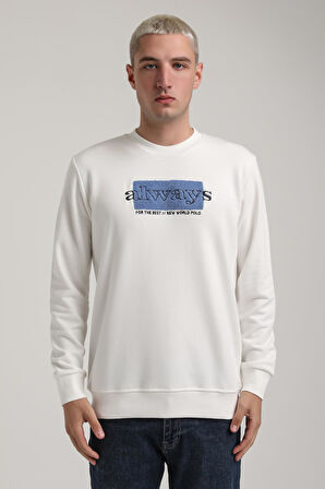 Bisiklet Yaka Ekru Slim Fit Sweatshirt 24FWM60201